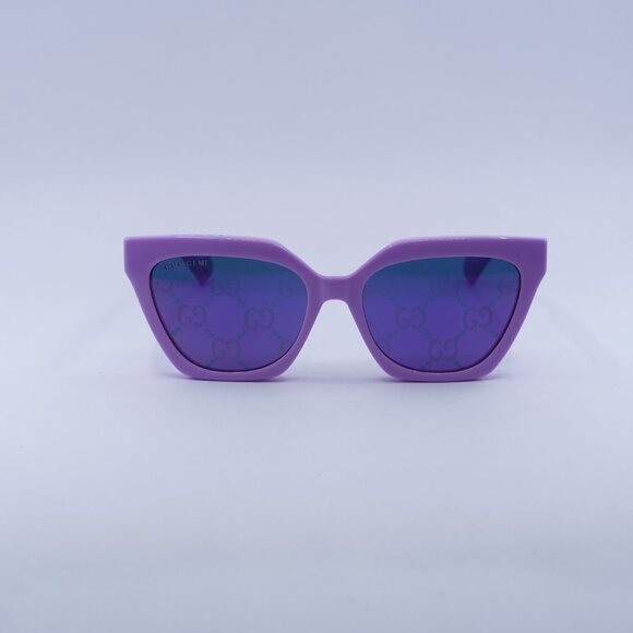 🕶️ New Gucci GG1542S 002 Sunglasses - Lilac Frame, Clear/Blue Lenses - Picture 3 of 12